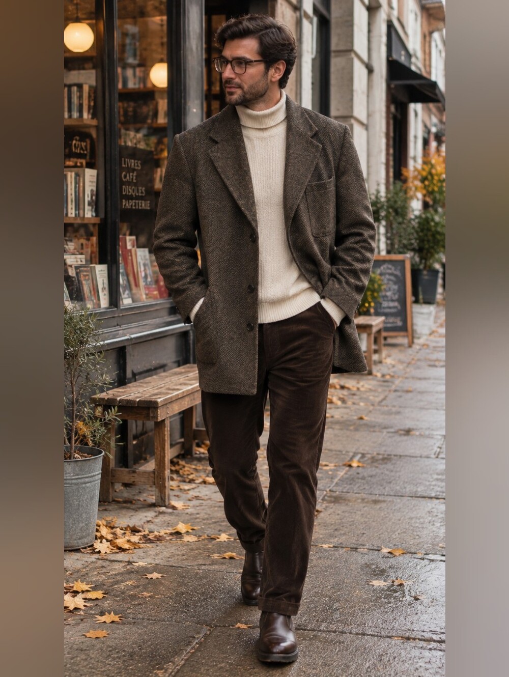 Protocol 100% Wool Tweed Blazer 44T Green/Brown Dark Academia